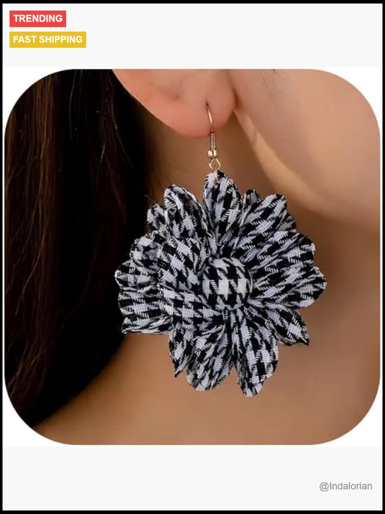 Zinc Drop & Dangle Flower Earrings Large Statement Boho Accessories
